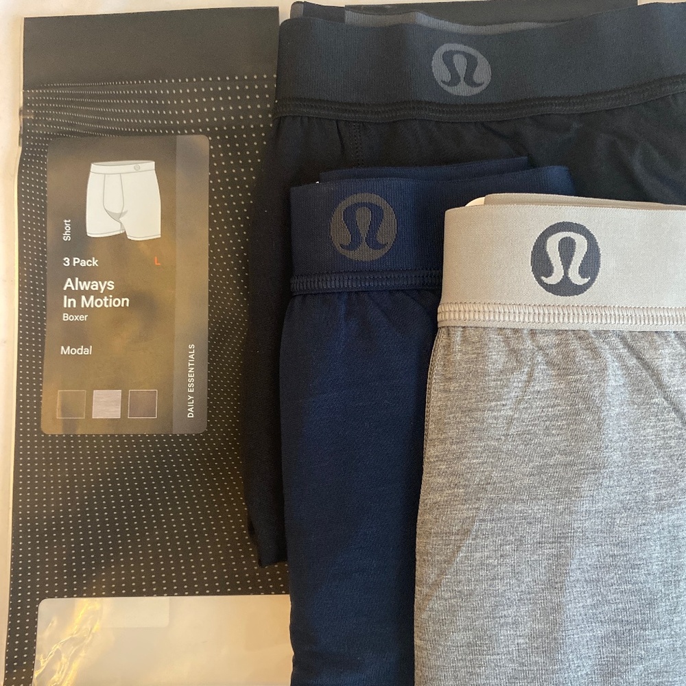Lululemon 3 Pack Large New in package Boxer Briefs Modal Short 5" - Picture 1 of 4